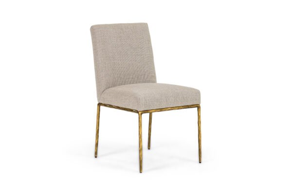 Modrest Beasley - Modern Beige Linen + Brass Dining Chair