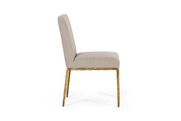 Modrest Beasley - Modern Beige Linen + Brass Dining Chair - Image 2