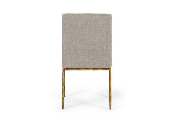 Modrest Beasley - Modern Beige Linen + Brass Dining Chair - Image 3