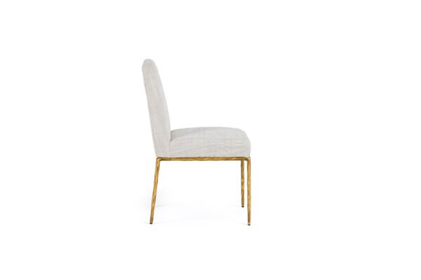 Modrest Beasley - Modern Off-White Linen + Brass Dining Chair - Image 2