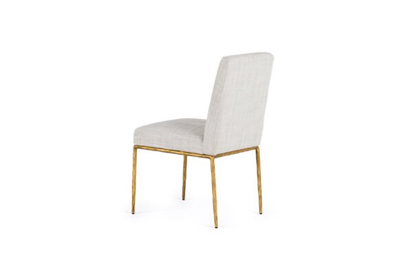 Modrest Beasley - Modern Off-White Linen + Brass Dining Chair - Image 3