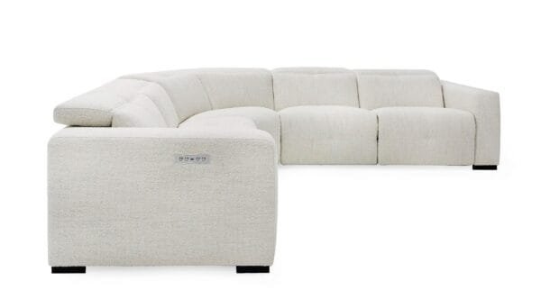 Divani Casa Beck- Contemporary White Fabric Sectional Sofa with 3 Recliners - Image 3