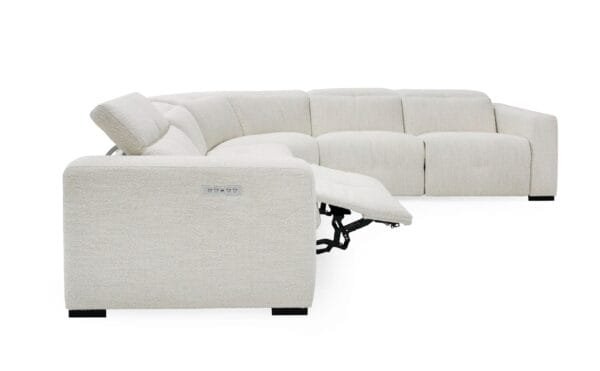 Divani Casa Beck- Contemporary White Fabric Sectional Sofa with 3 Recliners - Image 4