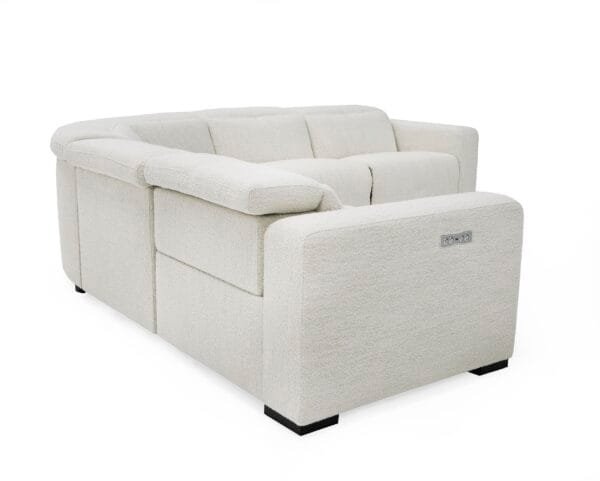 Divani Casa Beck- Contemporary White Fabric Sectional Sofa with 3 Recliners - Image 5