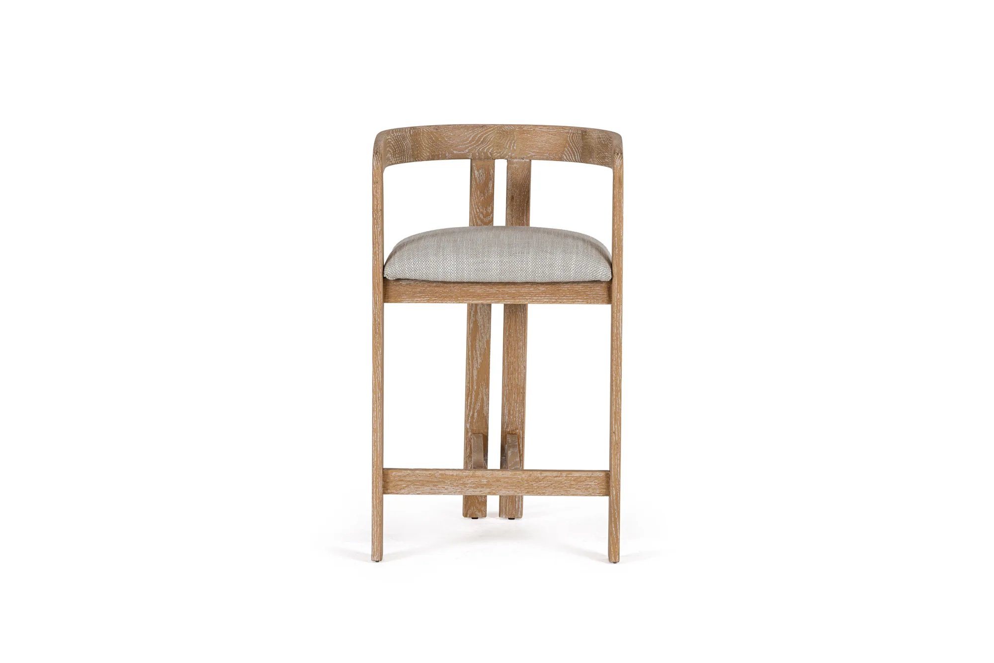 Modrest Belton - Modern Off-White Fabric + White Wash Oak Counter Chair