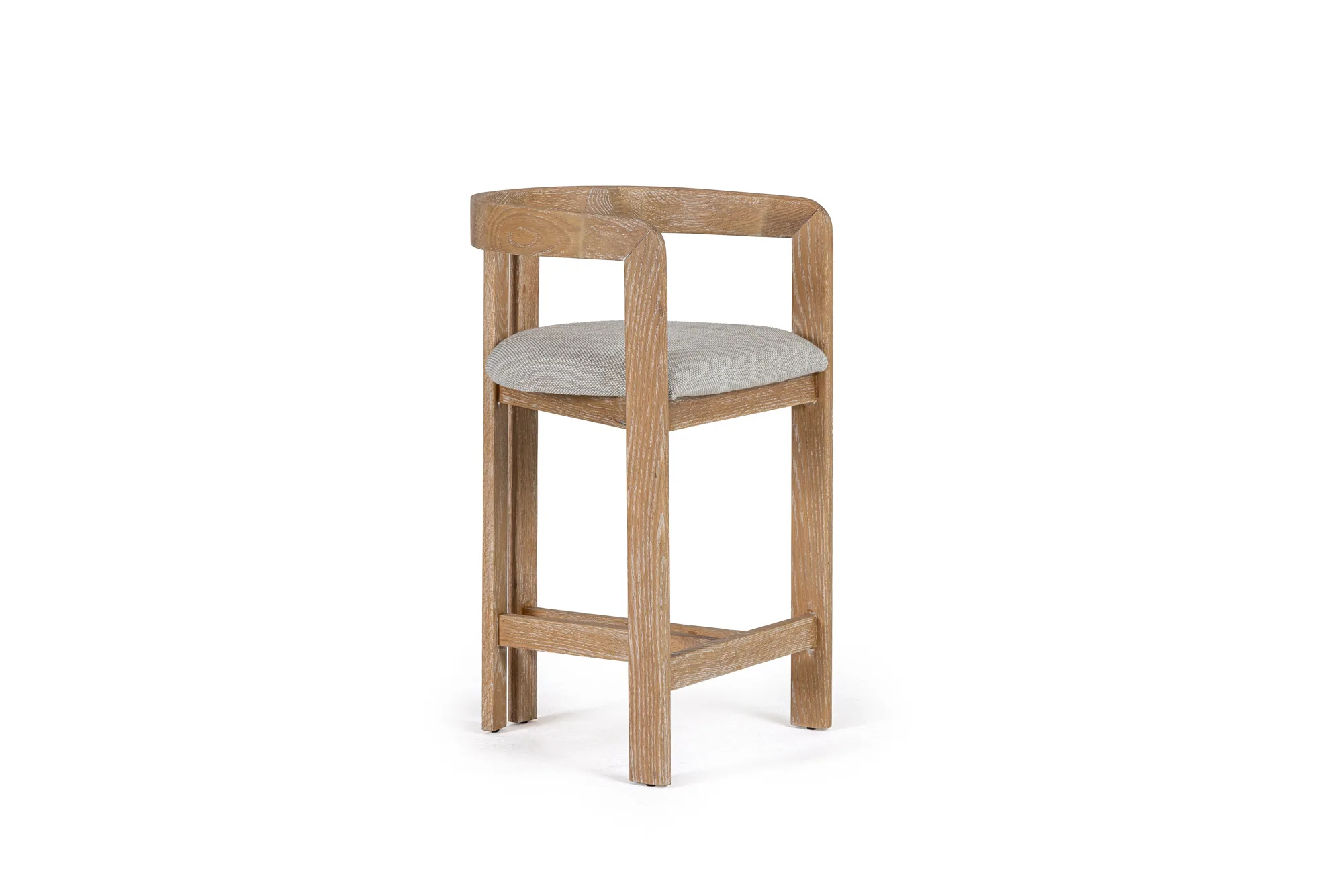 Modrest Belton - Modern Off-White Fabric + White Wash Oak Counter Chair - Image 2