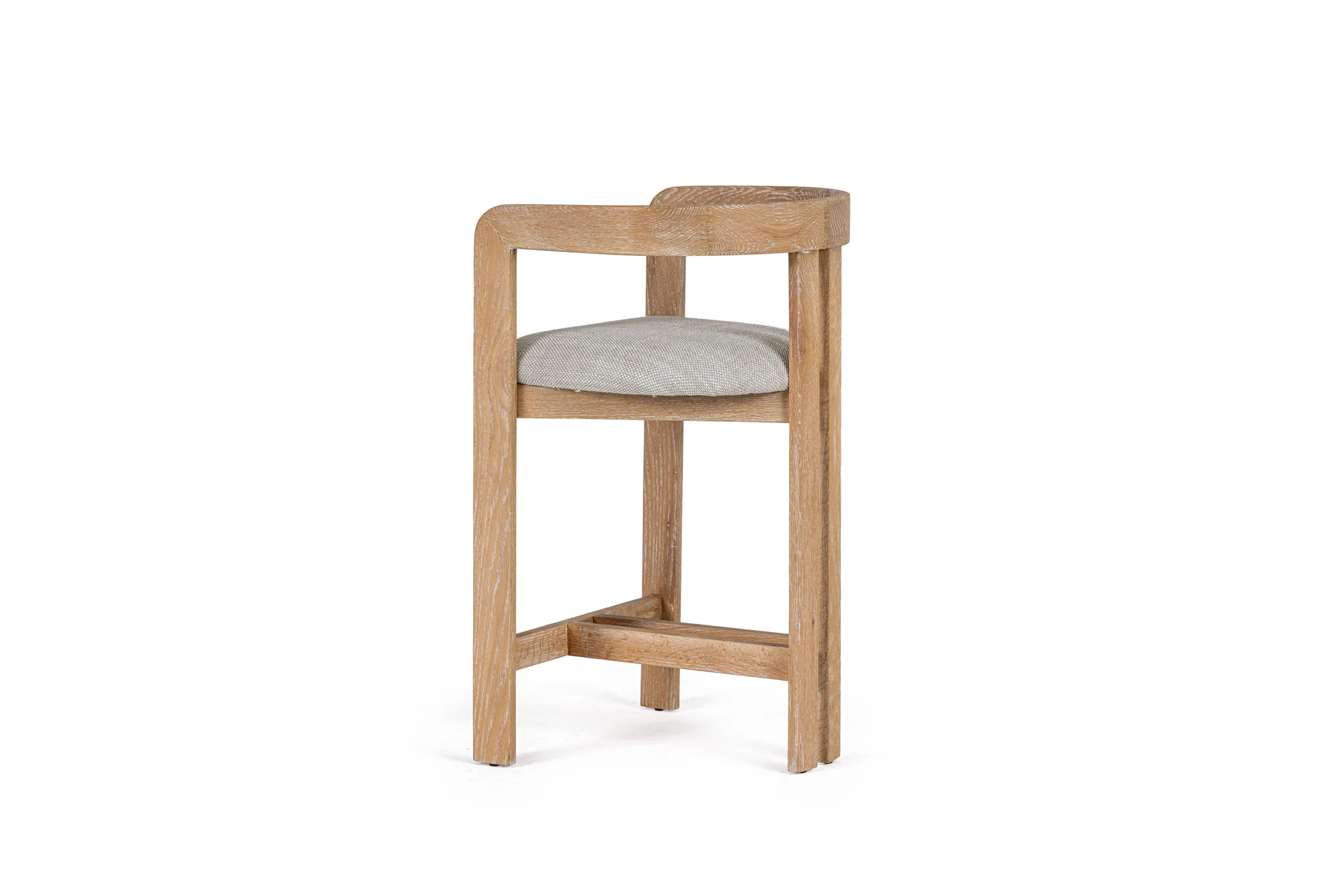 Modrest Belton - Modern Off-White Fabric + White Wash Oak Counter Chair - Image 3