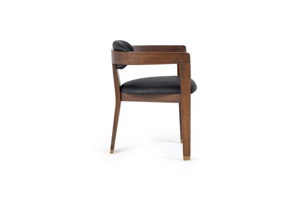 Modrest Belton - Modern Black Vegan Leather + Brown Oak Dining Chair