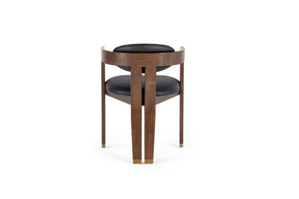 Modrest Belton - Modern Black Vegan Leather + Brown Oak Dining Chair - Image 2