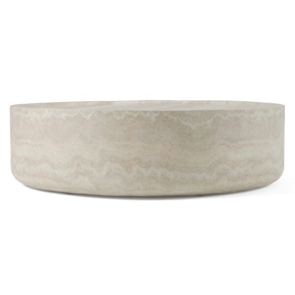 Modrest Benji - Modern Faux Travertine Round Small Coffee Table