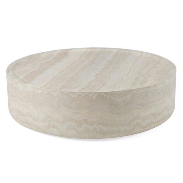 Modrest Benji - Modern Faux Travertine Round Small Coffee Table - Image 2