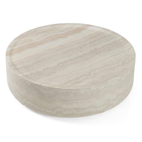 Modrest Benji - Modern Faux Travertine Round Small Coffee Table - Image 3