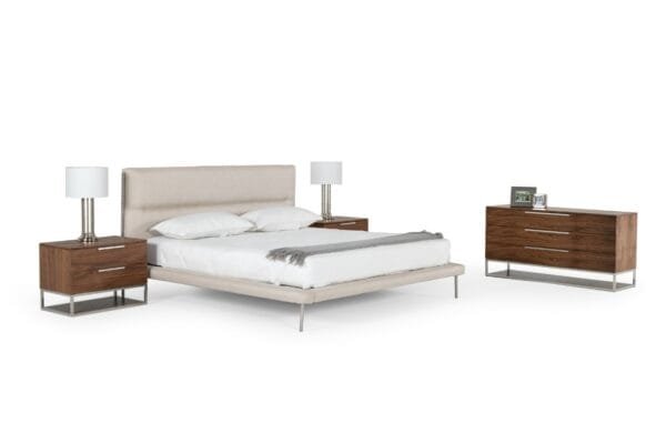 Modrest Bergeron - Queen Contemporary Cream Woven Fabric Bed - Image 3