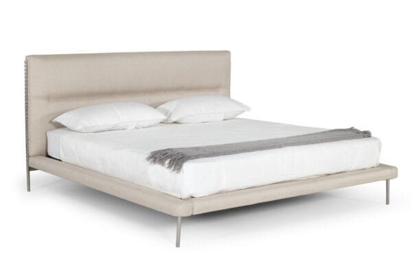 Modrest Bergeron - Queen Contemporary Cream Woven Fabric Bed - Image 4