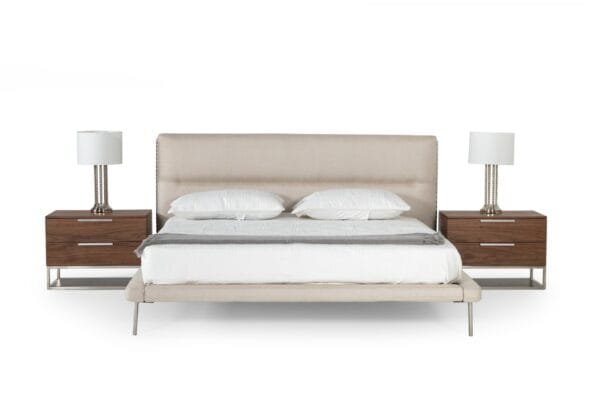 Modrest Bergeron - Queen Contemporary Cream Woven Fabric Bed - Image 5