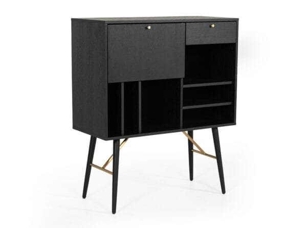 Modrest Billy Modern Black Oak & Gold Tall Buffet - Image 2