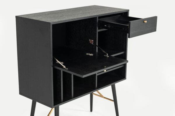 Modrest Billy Modern Black Oak & Gold Tall Buffet - Image 3