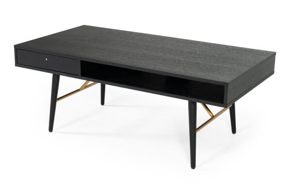 Modrest Billy Modern Black Oak & Gold Coffee Table - Image 2