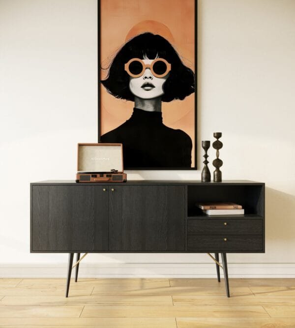 Modrest Billy Modern Black Oak & Gold Buffet - Image 2