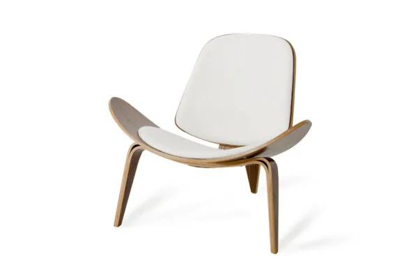 Modrest Warren Mid-Century White & Walnut Accent Chair - Image 3