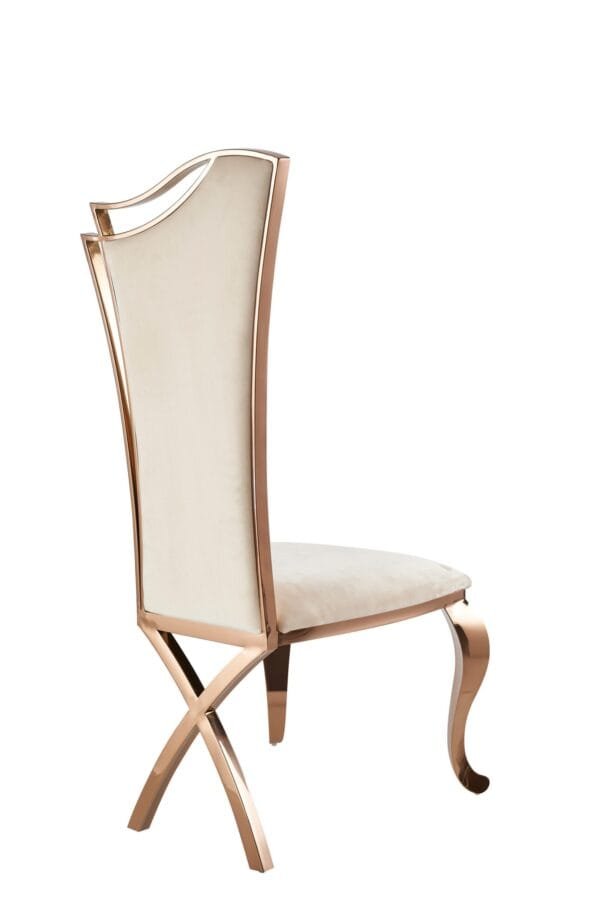 Modrest Bonnie - Beige Velvet & Rose Gold Dining Chair (Set of 2) - Image 3