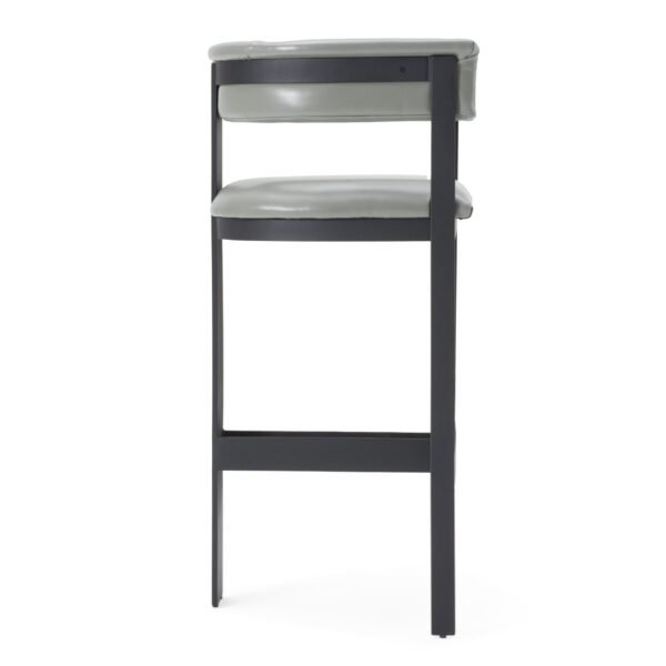 Modrest Boswell - Modern Grey Faux Leather + Black Barstool - Image 2
