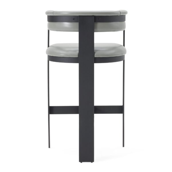Modrest Boswell - Modern Grey Faux Leather + Black Barstool - Image 3