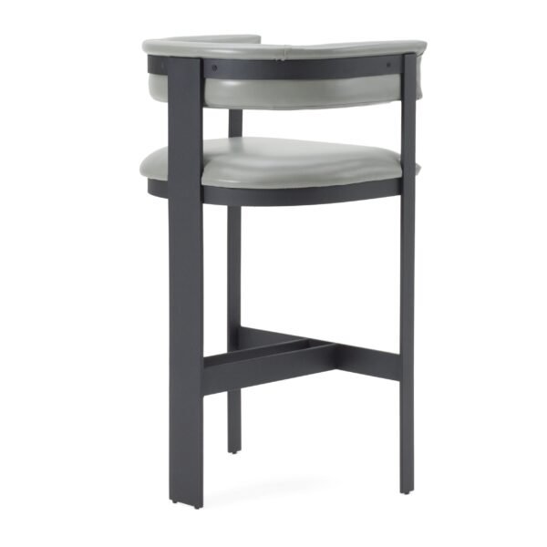 Modrest Boswell - Modern Grey Faux Leather + Black Barstool - Image 4