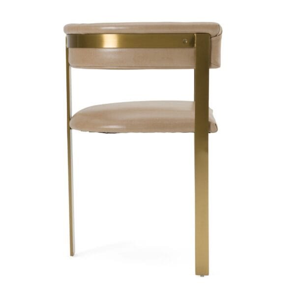 Modrest Boswell - Modern Brown Faux Leather + Gold Dining Chair - Image 2