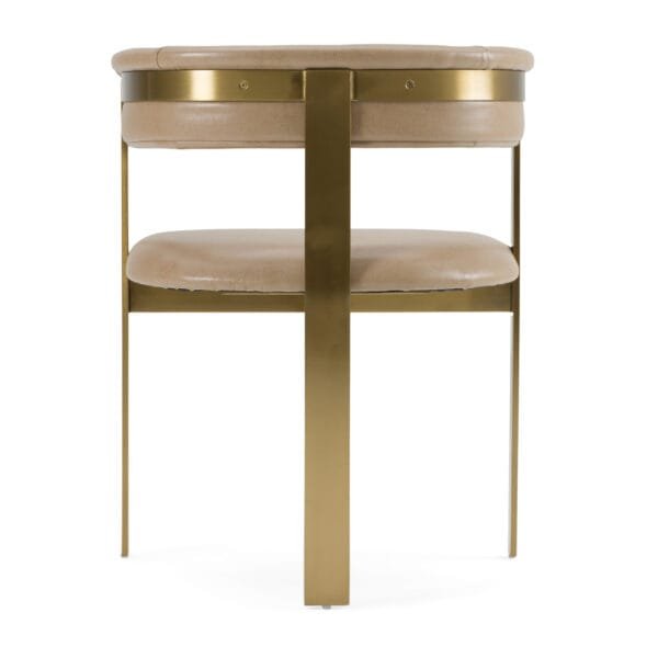 Modrest Boswell - Modern Brown Faux Leather + Gold Dining Chair - Image 3