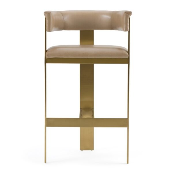 Modrest Boswell - Modern Brown Faux Leather + Gold Barstool