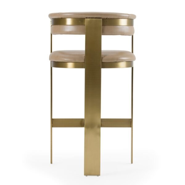 Modrest Boswell - Modern Brown Faux Leather + Gold Barstool - Image 3