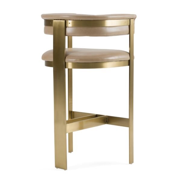 Modrest Boswell - Modern Brown Faux Leather + Gold Barstool - Image 4