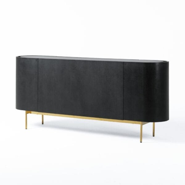 Modrest Bowie - Mid-Century Modern Black Oak + Brass Buffet - Image 5