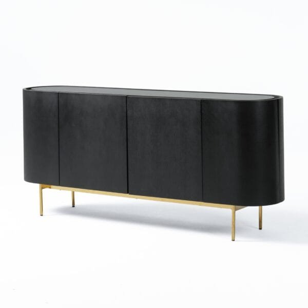 Modrest Bowie - Mid-Century Modern Black Oak + Brass Buffet - Image 3