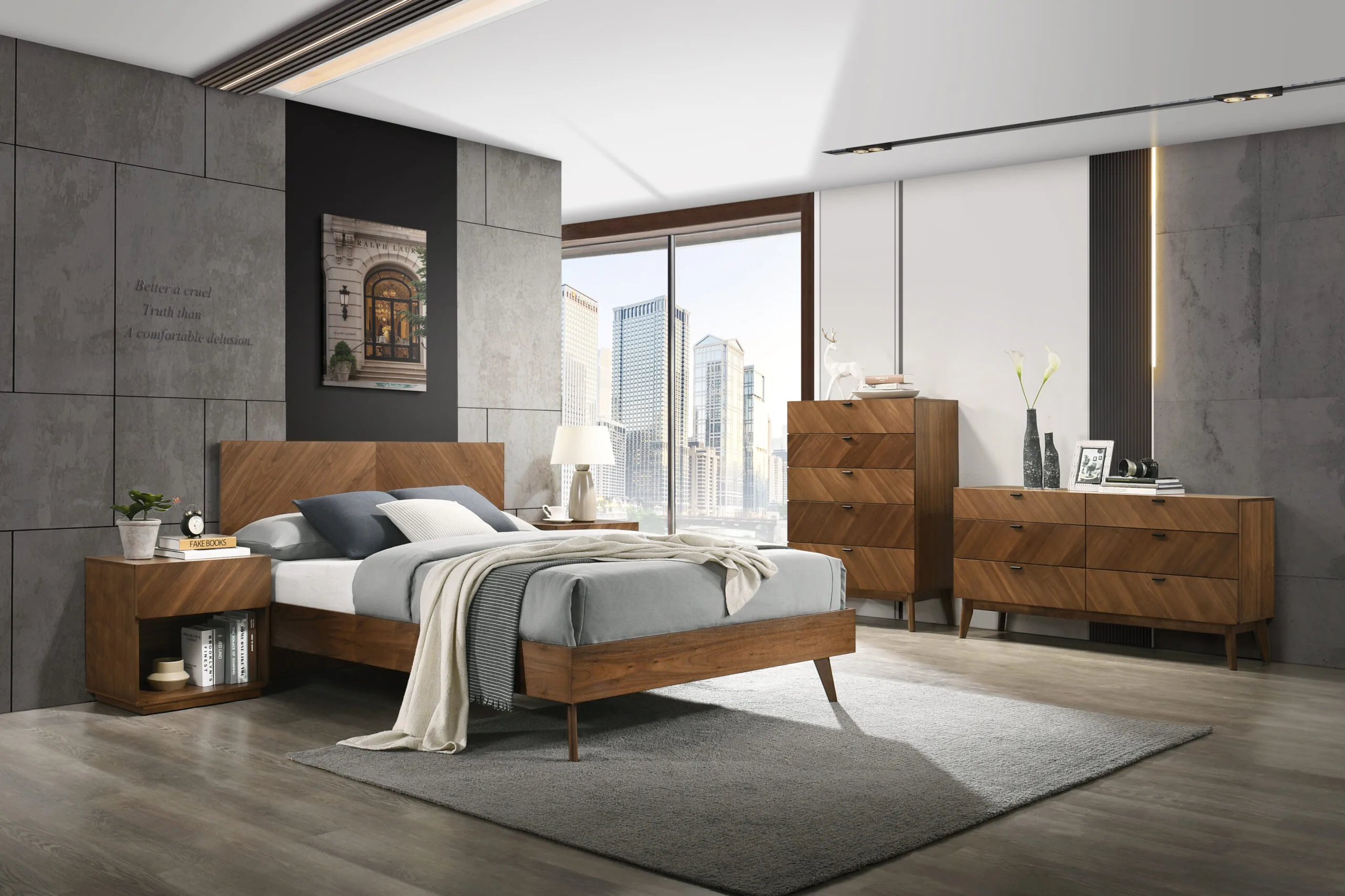 Nova Domus Kamela -Modern Walnut Q Bed - Image 2