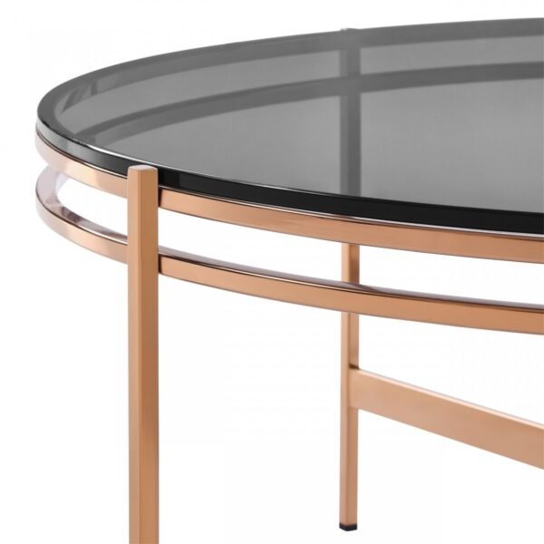 Modrest Bradford - Modern Smoked Glass & Rosegold Coffee Table - Image 3