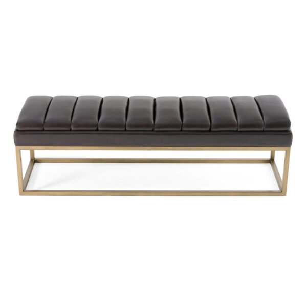 Modrest Bridger - Modern Black Vegan Leather + Brass Dining Bench