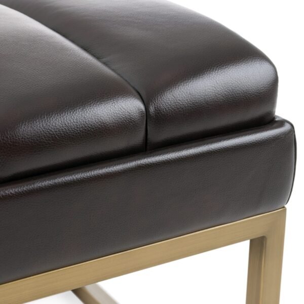 Modrest Bridger - Modern Black Vegan Leather + Brass Dining Bench - Image 5