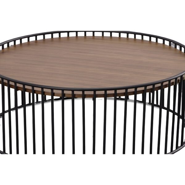 Modrest Bronson Modern Walnut & Black Round Coffee Table - Image 5