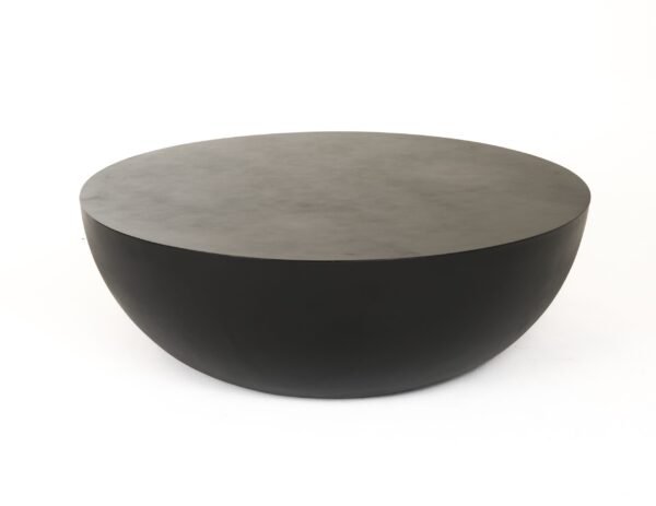 Modrest Bronte - Modern Black Concrete Round Coffee Table - Image 4