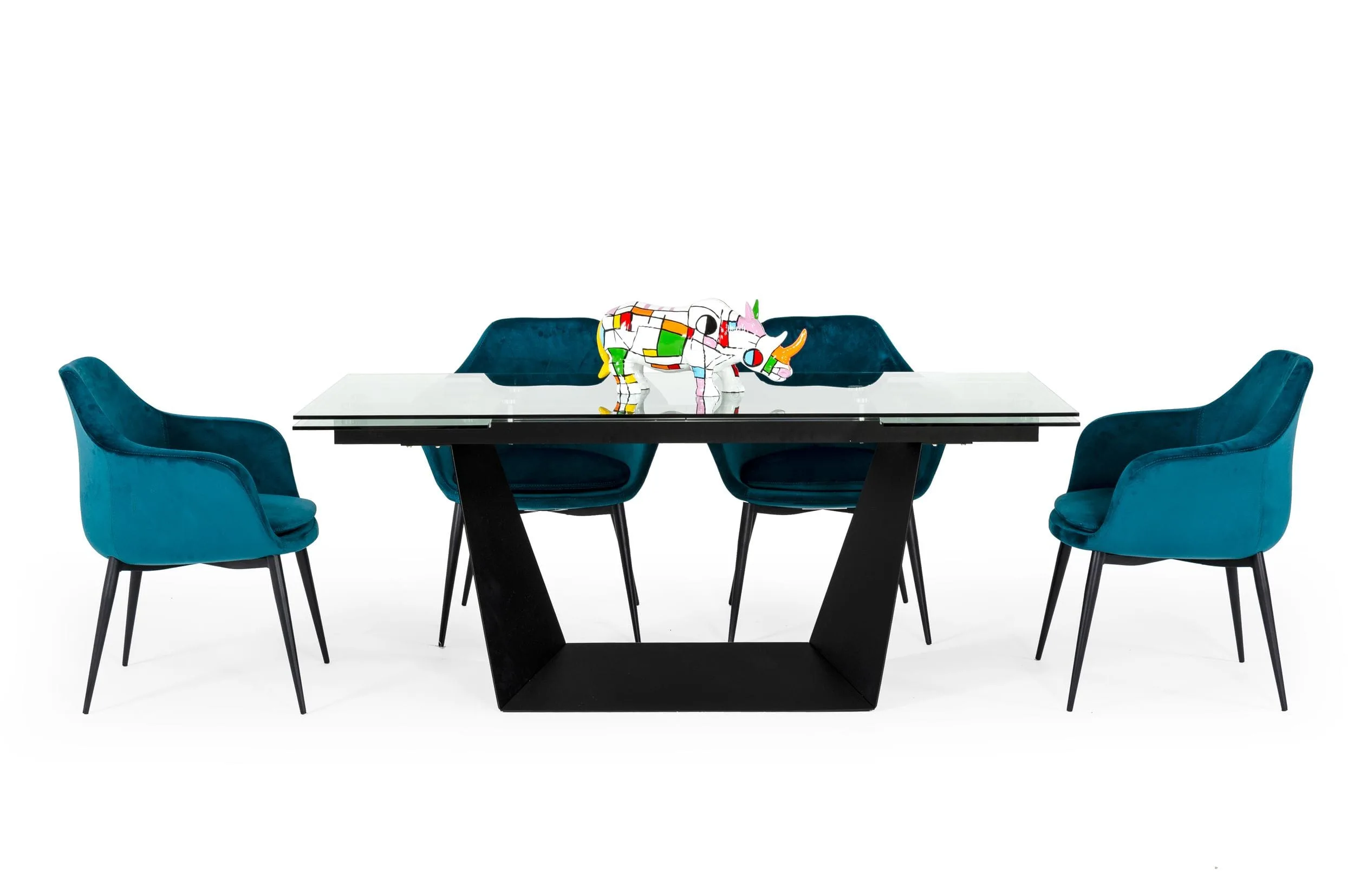 Modrest Bronwin - Modern Black Glass Extendable Dining Table