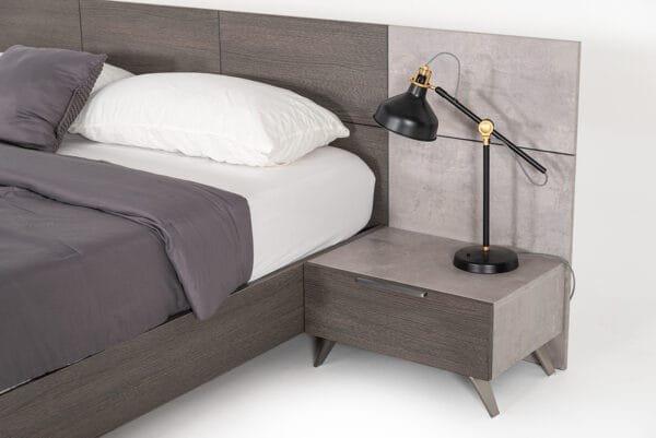 Queen Nova Domus Bronx Italian Modern Faux Concrete & Grey Bed - Image 2