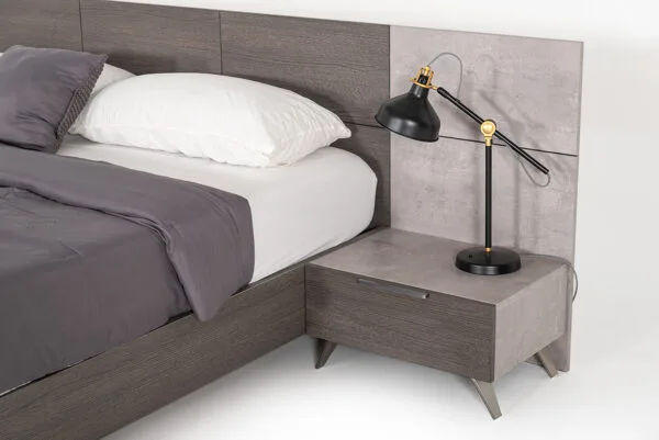 Queen Nova Domus Bronx Italian Modern Faux Concrete & Grey Bed - Image 2