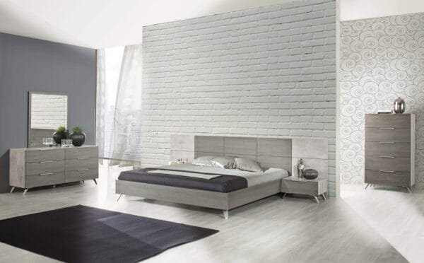 Queen Nova Domus Bronx Italian Modern Faux Concrete & Grey Bed - Image 5