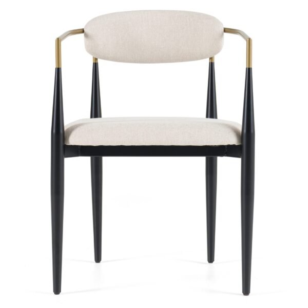 Modrest Buchtel - Mid-Century Modern Light Grey + Gold Arm + Black Dining Chair