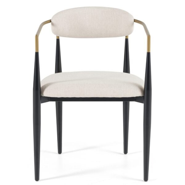 Modrest Buchtel - Mid-Century Modern Light Grey + Gold Arm + Black Dining Chair - Image 2