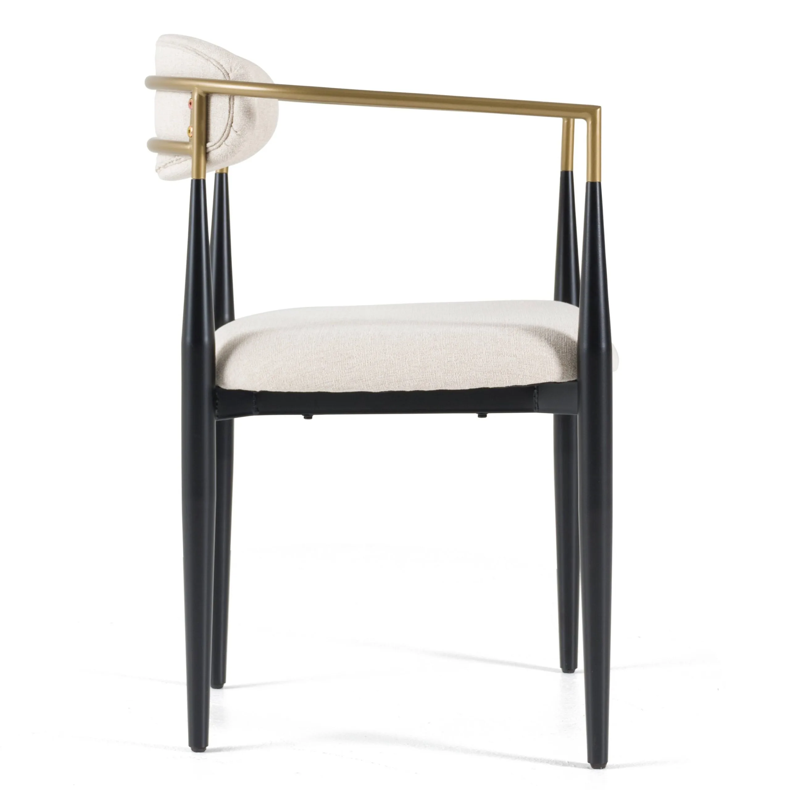 Modrest Buchtel - Mid-Century Modern Light Grey + Gold Arm + Black Dining Chair - Image 3