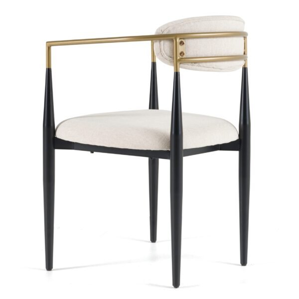 Modrest Buchtel - Mid-Century Modern Light Grey + Gold Arm + Black Dining Chair - Image 5