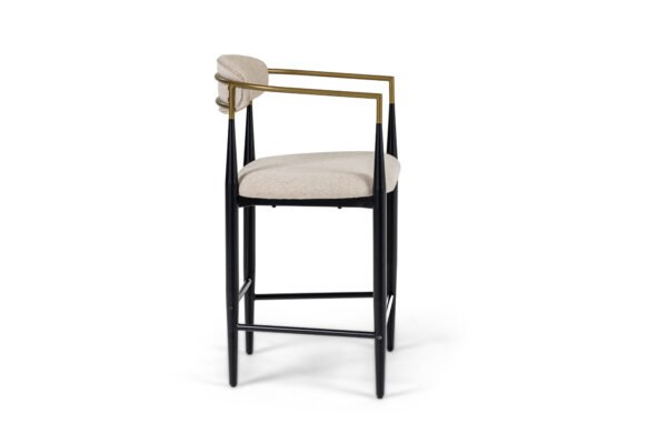 Modrest Buchtel - Mid-Century Modern Beige + Gold Arm + Black Counter Chair - Image 2